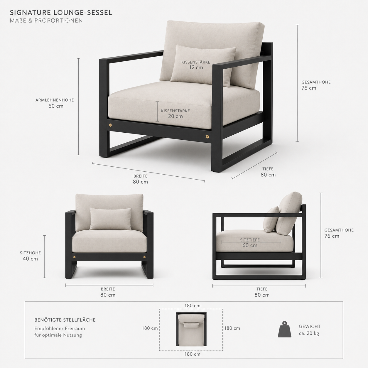 SIGNATURE Lounge-Sessel – luxuriöser Outdoor-Sessel mit Komfortpolsterung – Bild 21