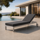 ATELIER Pool-Liege – luxuriöse Outdoor-Sonnenliege aus geschliffenem Edelstahl