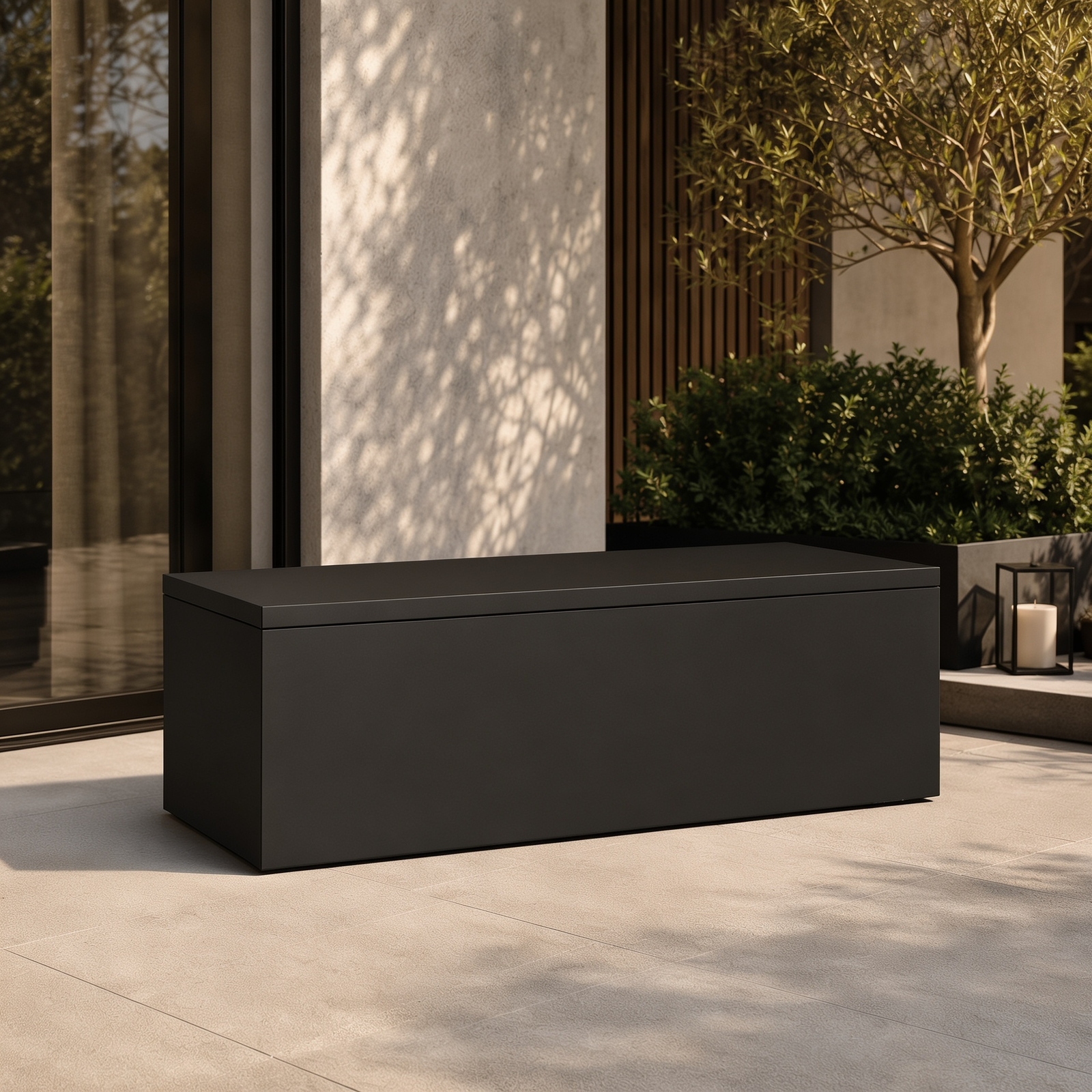 LINEA Aufbewahrungsbox – architektonische Outdoor-Polsterbox aus Edelstahl – Bild 8