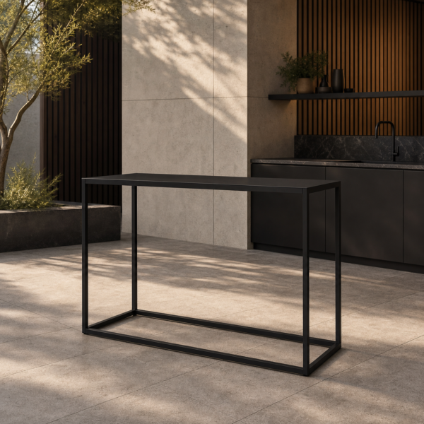 LINEA Bartisch – minimalistischer Outdoor-Hochtisch aus Edelstahl