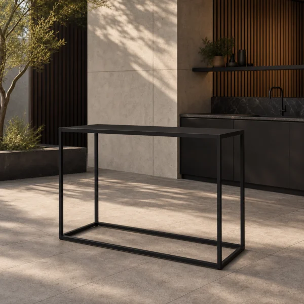 LINEA Bartisch – minimalistischer Outdoor-Hochtisch aus Edelstahl