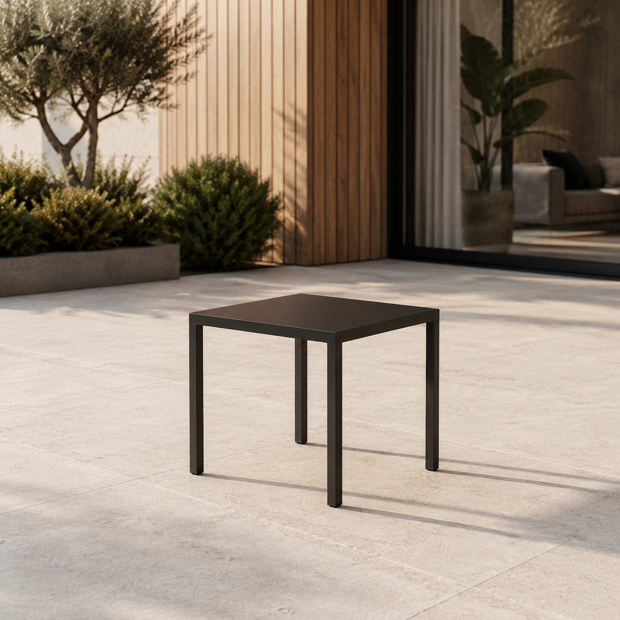 LINEA Beistelltisch – minimalistischer Outdoor-Tisch aus Edelstahl