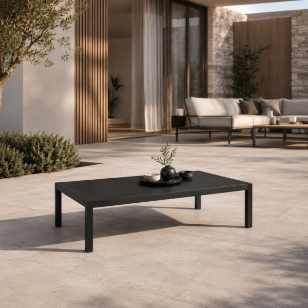 LINEA Loungetisch – minimalistischer Outdoor-Couchtisch aus Edelstahl