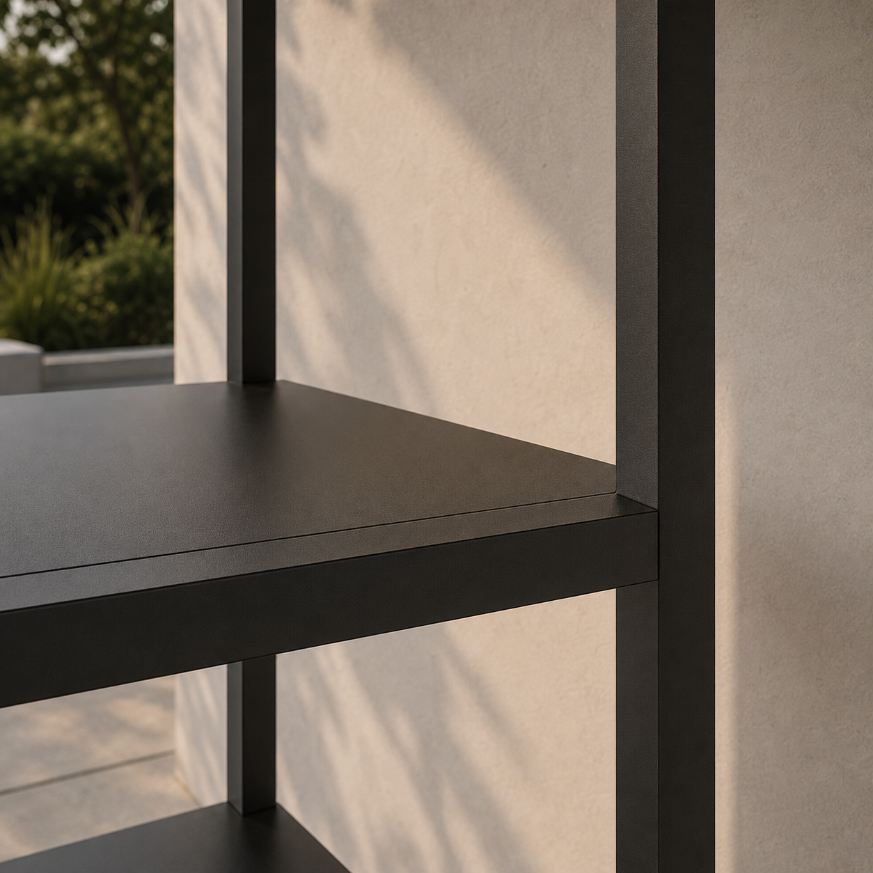 LINEA Outdoor-Regal – architektonisches Edelstahlregal für Terrasse und Garten – Bild 6