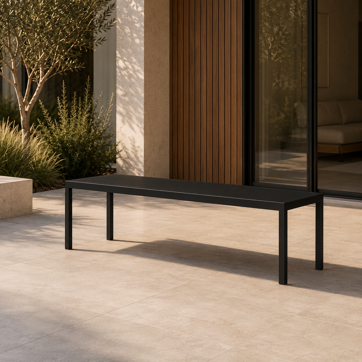 LINEA Sitzbank – minimalistische Outdoor-Bank aus Edelstahl