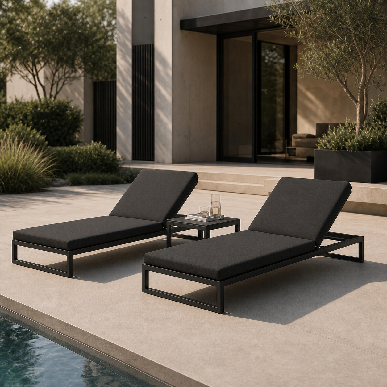 LINEA Sonnenliege – gepolsterte Outdoor-Liege aus Edelstahl – Bild 7