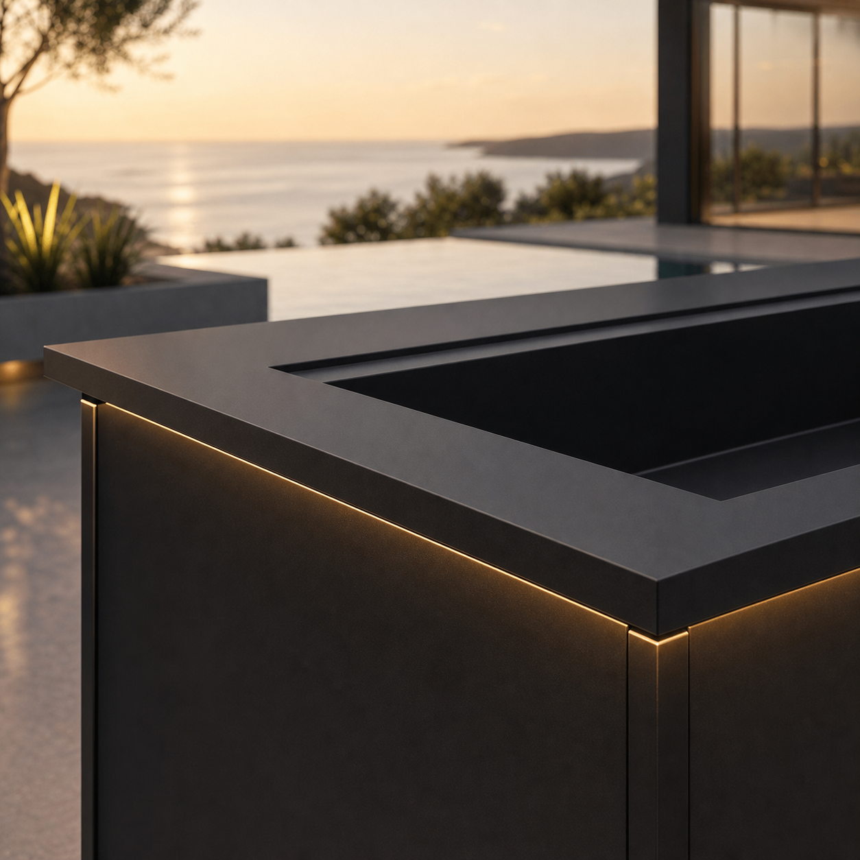 SIGNATURE Kühlbar – architektonische Outdoor-Bar mit integriertem Kühlbereich – Bild 6