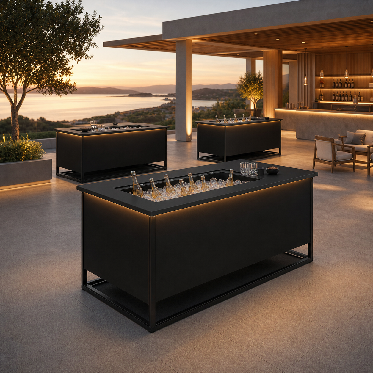 SIGNATURE Kühlbar – architektonische Outdoor-Bar mit integriertem Kühlbereich – Bild 8