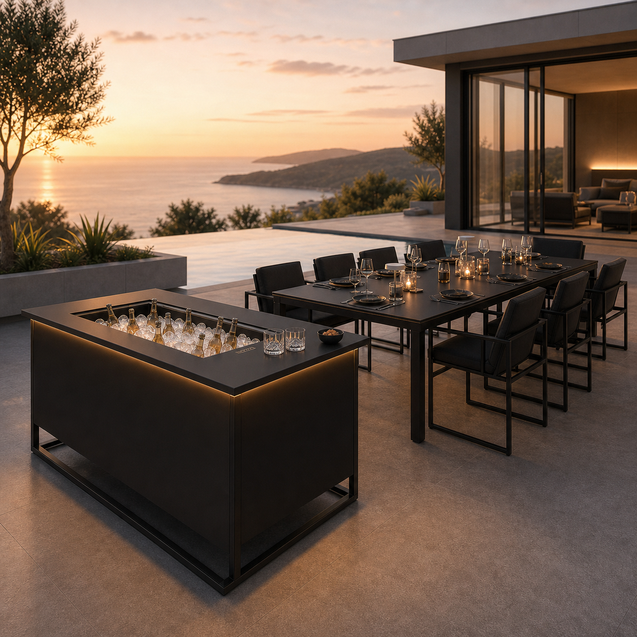 SIGNATURE Kühlbar – architektonische Outdoor-Bar mit integriertem Kühlbereich – Bild 9