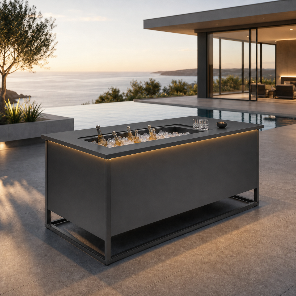 SIGNATURE Kühlbar – architektonische Outdoor-Bar mit integriertem Kühlbereich – Bild 13