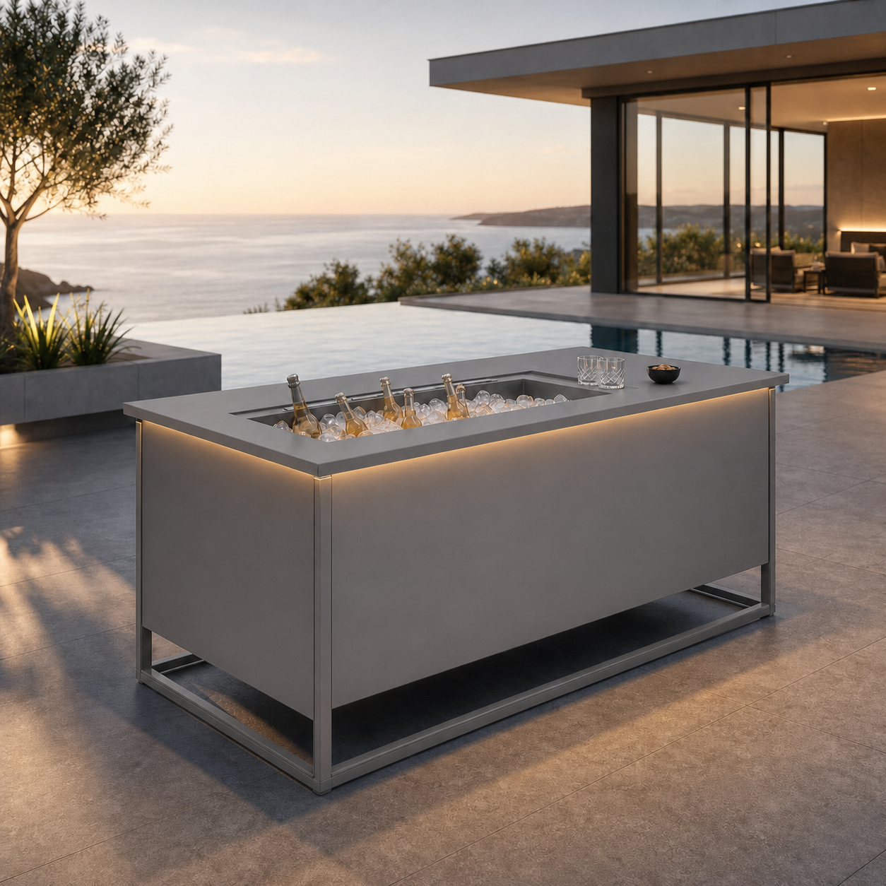 SIGNATURE Kühlbar – architektonische Outdoor-Bar mit integriertem Kühlbereich – Bild 12