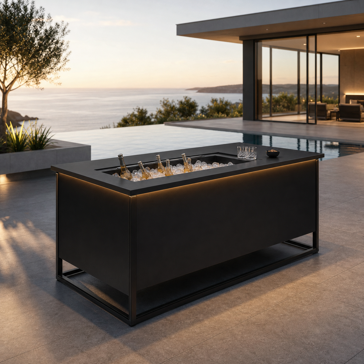 SIGNATURE Kühlbar – architektonische Outdoor-Bar mit integriertem Kühlbereich