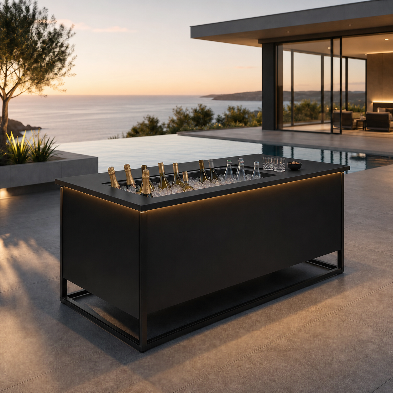 SIGNATURE Kühlbar – architektonische Outdoor-Bar mit integriertem Kühlbereich – Bild 7