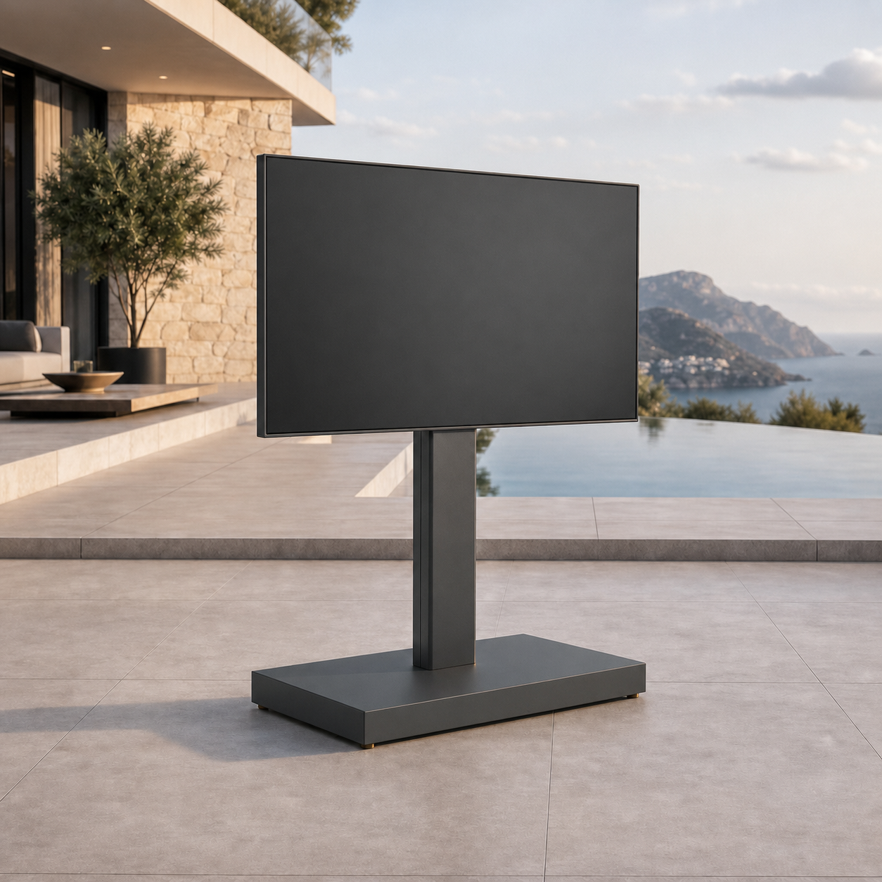 SIGNATURE Outdoor-TV-Ständer – freistehende Fernseherhalterung für Terrasse und Garten – Bild 10