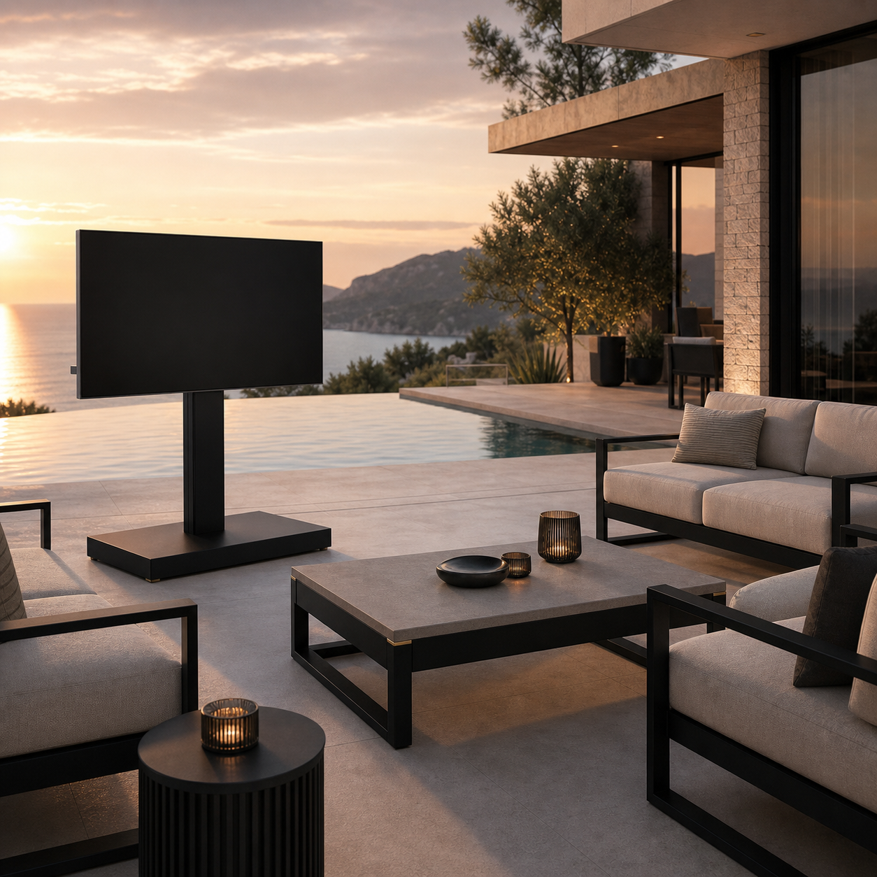 SIGNATURE Outdoor-TV-Ständer – freistehende Fernseherhalterung für Terrasse und Garten – Bild 2