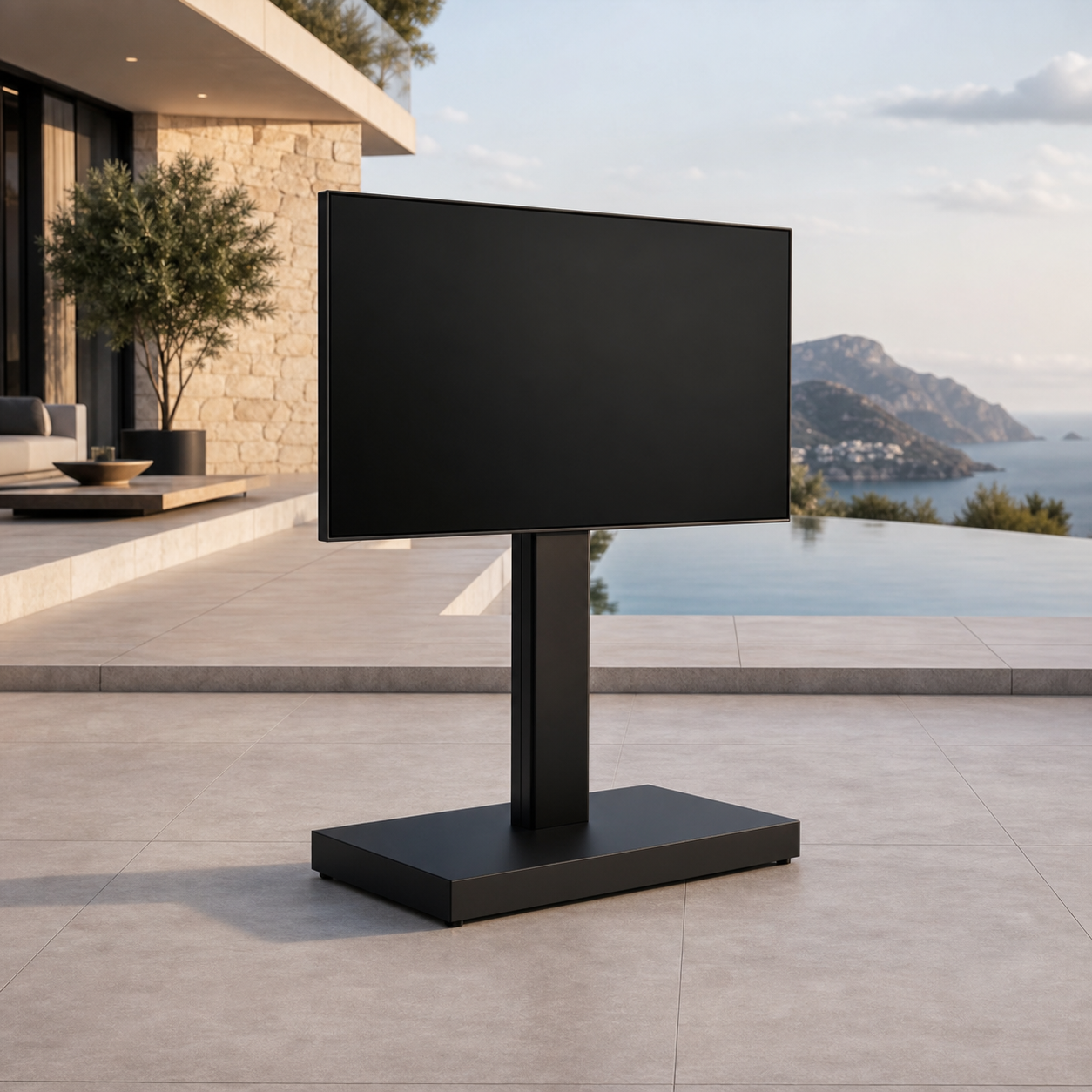 SIGNATURE Outdoor-TV-Ständer – freistehende Fernseherhalterung für Terrasse und Garten