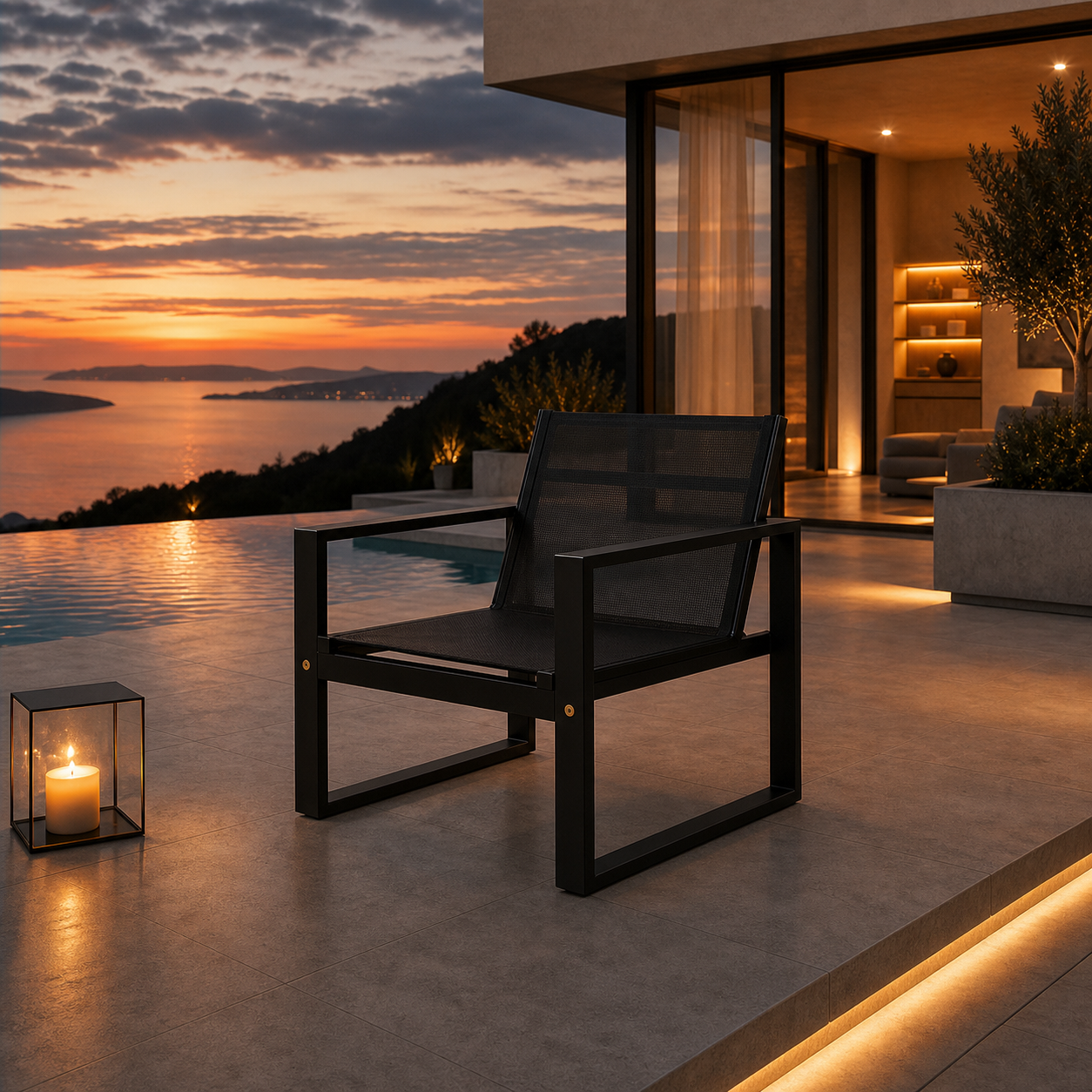 SIGNATURE Armlehnstuhl – architektonischer Outdoor-Stuhl mit Meshbespannung – Bild 7