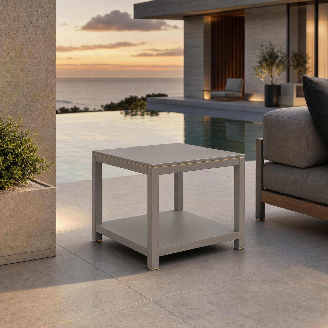 SIGNATURE Beistelltisch – luxuriöser Outdoor-Tisch mit HPL-Platte und Ablage – Bild 7