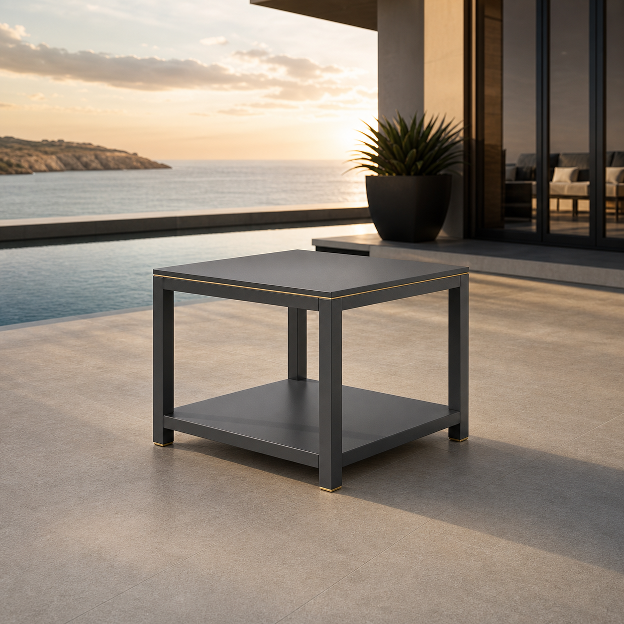 SIGNATURE Beistelltisch – luxuriöser Outdoor-Tisch mit HPL-Platte und Ablage – Bild 8