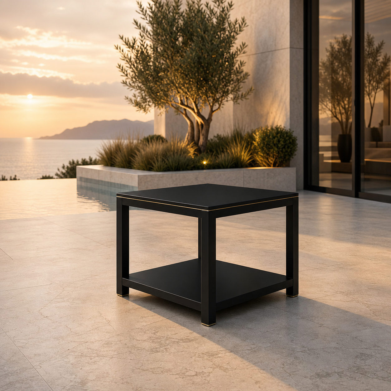 SIGNATURE Beistelltisch – luxuriöser Outdoor-Tisch mit HPL-Platte und Ablage