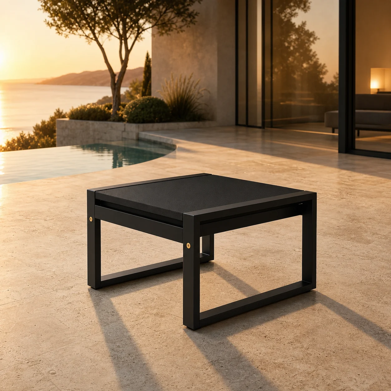 SIGNATURE Hocker – architektonischer Outdoor-Ottoman mit HPL-Oberfläche