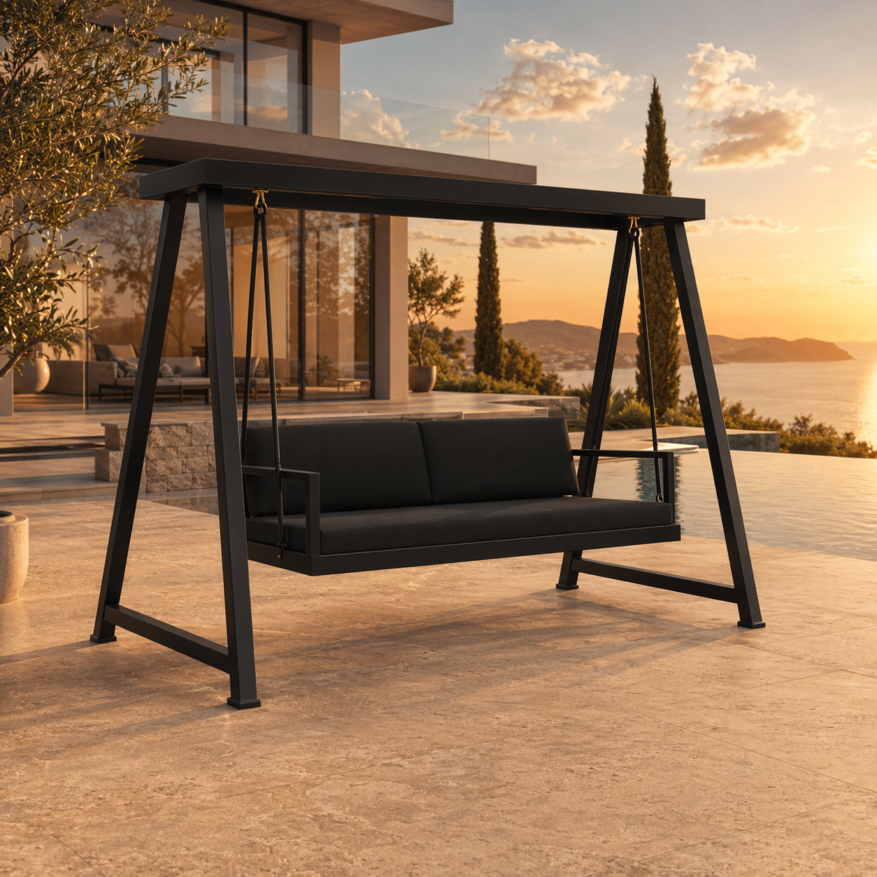 SIGNATURE Gartenschaukel – luxuriöse Outdoor-Schaukel mit gepolsterter Sitzbank