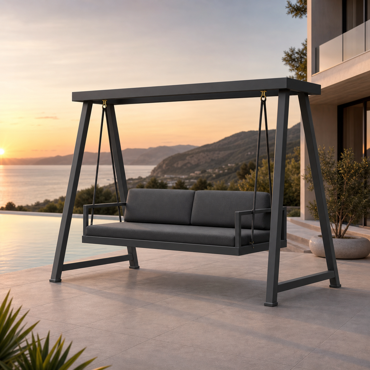 SIGNATURE Gartenschaukel – luxuriöse Outdoor-Schaukel mit gepolsterter Sitzbank – Bild 7