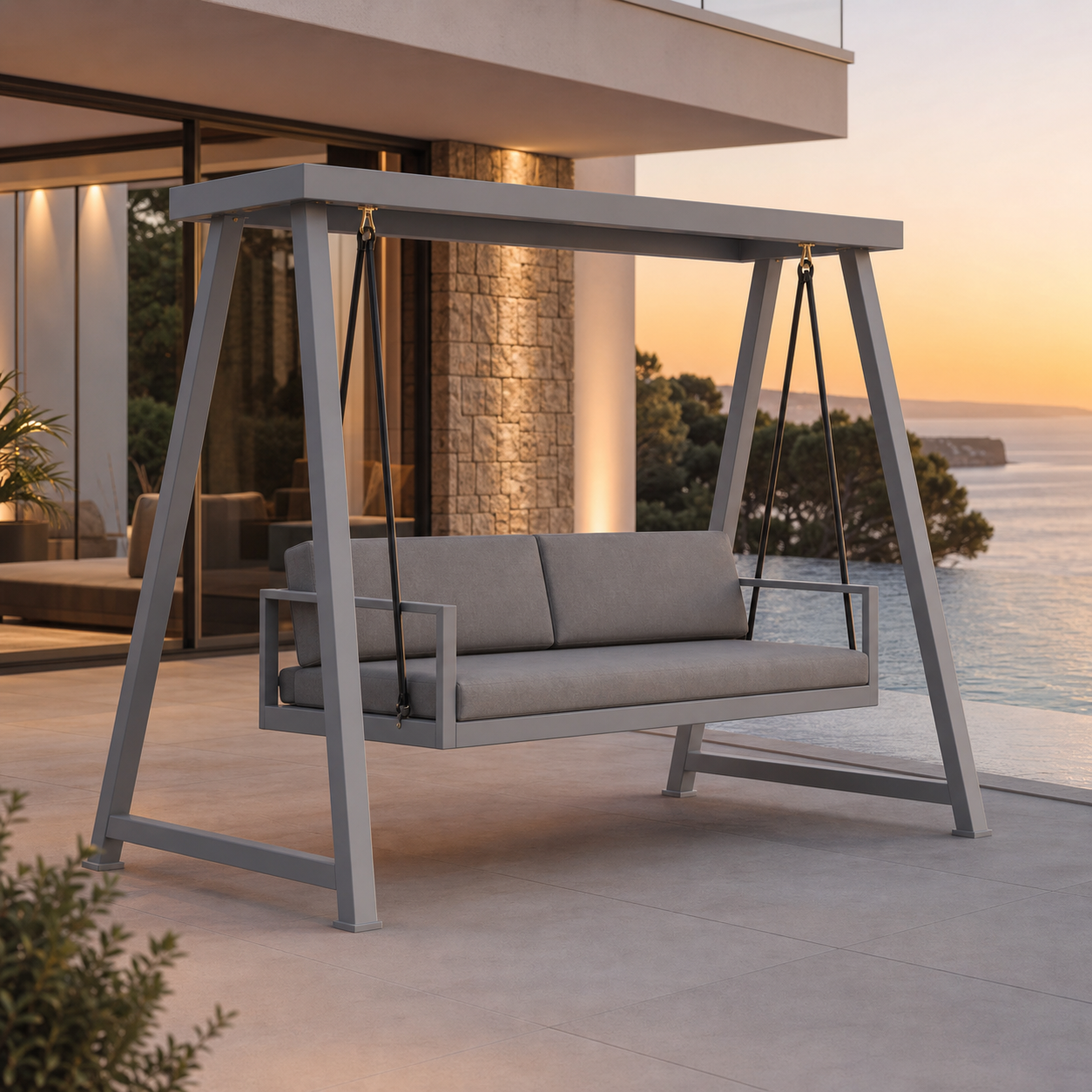 SIGNATURE Gartenschaukel – luxuriöse Outdoor-Schaukel mit gepolsterter Sitzbank – Bild 6