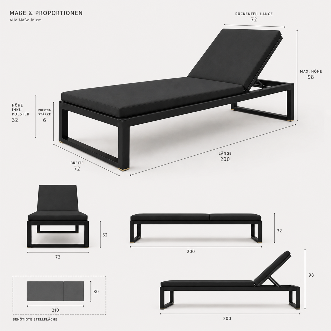 SIGNATURE Sonnenliege – luxuriöse Outdoor-Liege mit Komfortpolsterung – Bild 6