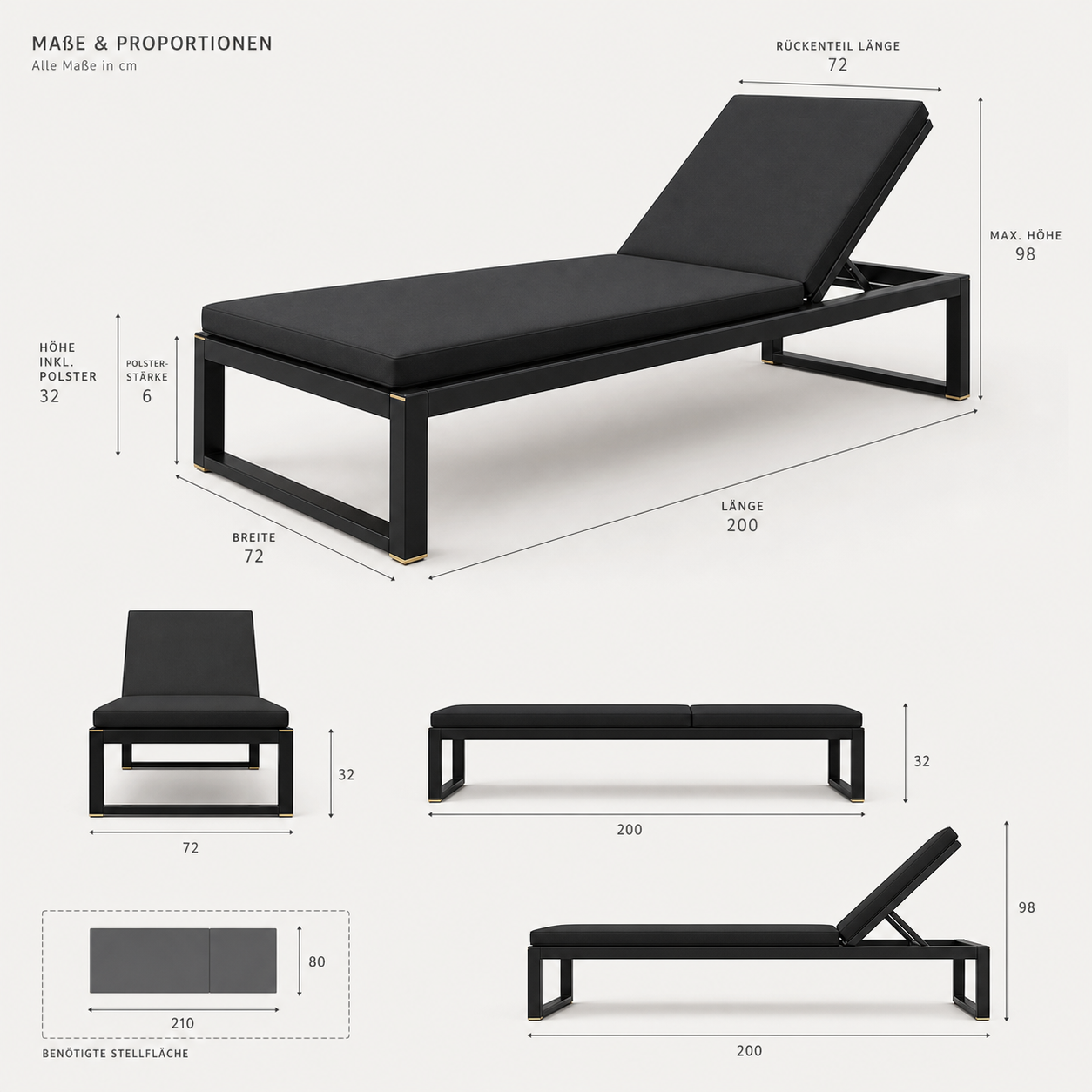 SIGNATURE Sonnenliege – luxuriöse Outdoor-Liege mit Komfortpolsterung – Bild 7