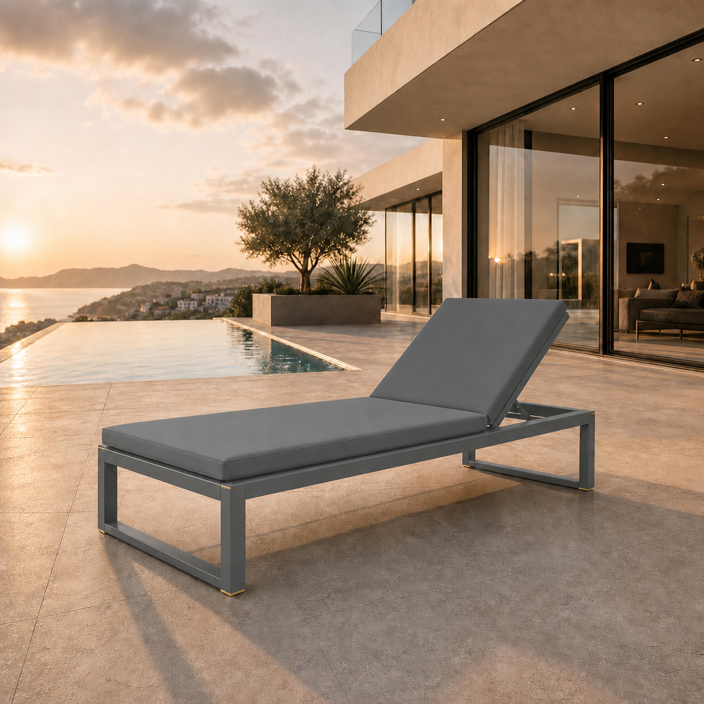 LINEA Sonnenliege – gepolsterte Outdoor-Liege aus Edelstahl – Bild 9