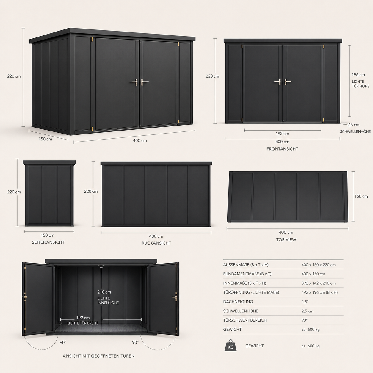 SIGNATURE House Box – architektonisches Outdoor-Gerätehaus aus Stahl – Bild 10
