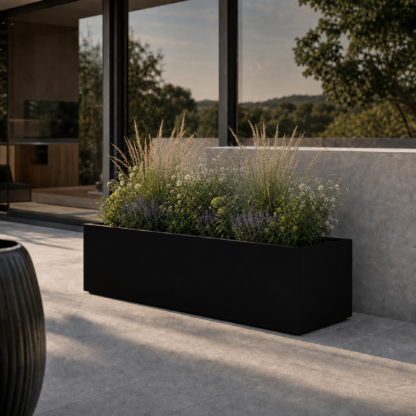 LINEA Blumentrog – architektonisches Pflanzgefäß aus Edelstahl