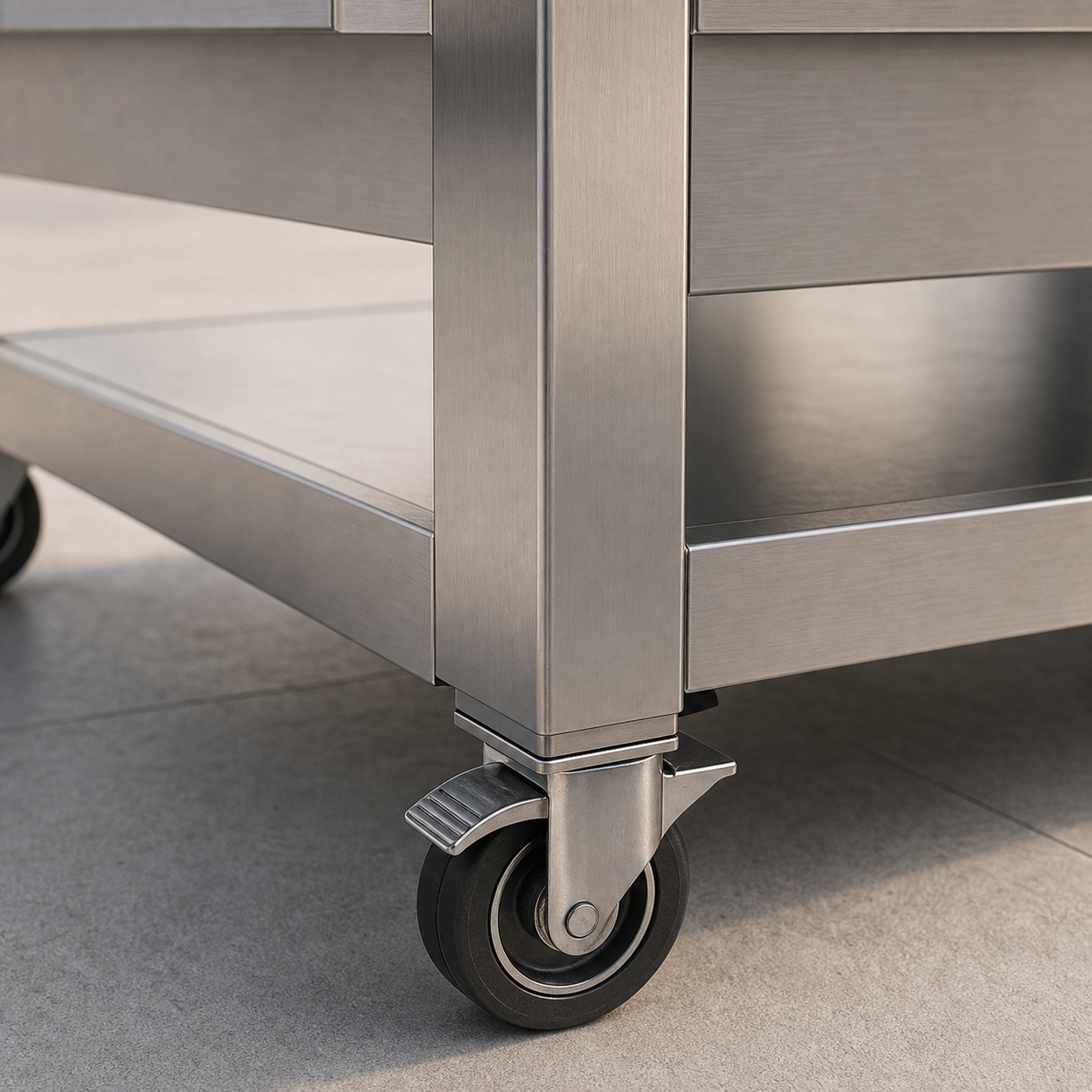 DESIGN Griller – architektonische Outdoor-Grillstation aus geschliffenem Edelstahl inkl. Beistelltisch und Bierkübel – Bild 8