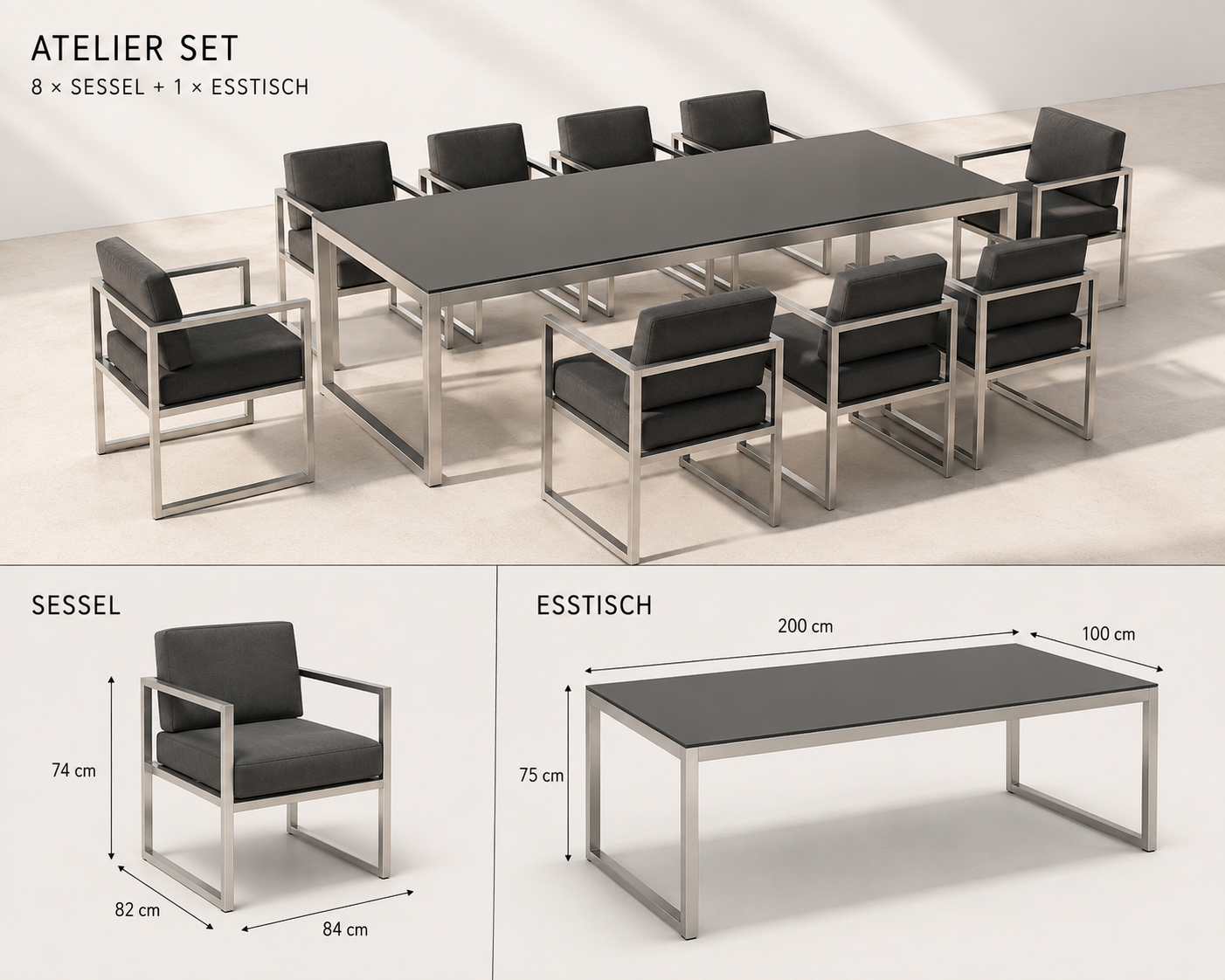 ATELIER Dining Lounge Set – exklusive Outdoor Essgruppe für 8 Personen – Bild 11