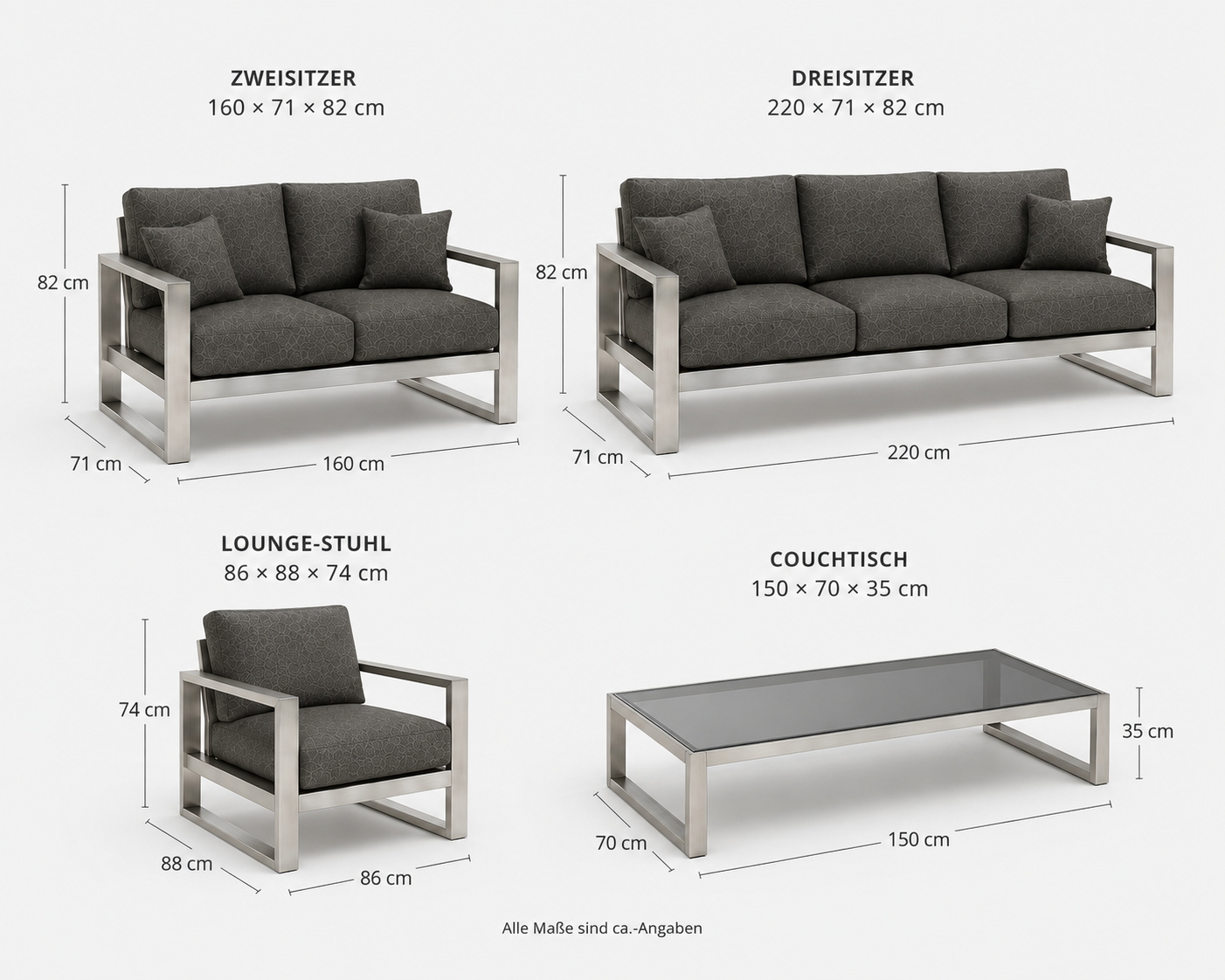 ATELIER Garten Lounge Set – exklusive Outdoor Loungegruppe mit Edelstahlrahmen – Bild 12