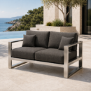 ATELIER 2-Sitzer Sofa – exklusives Outdoor-Loungesofa aus geschliffenem Edelstahl