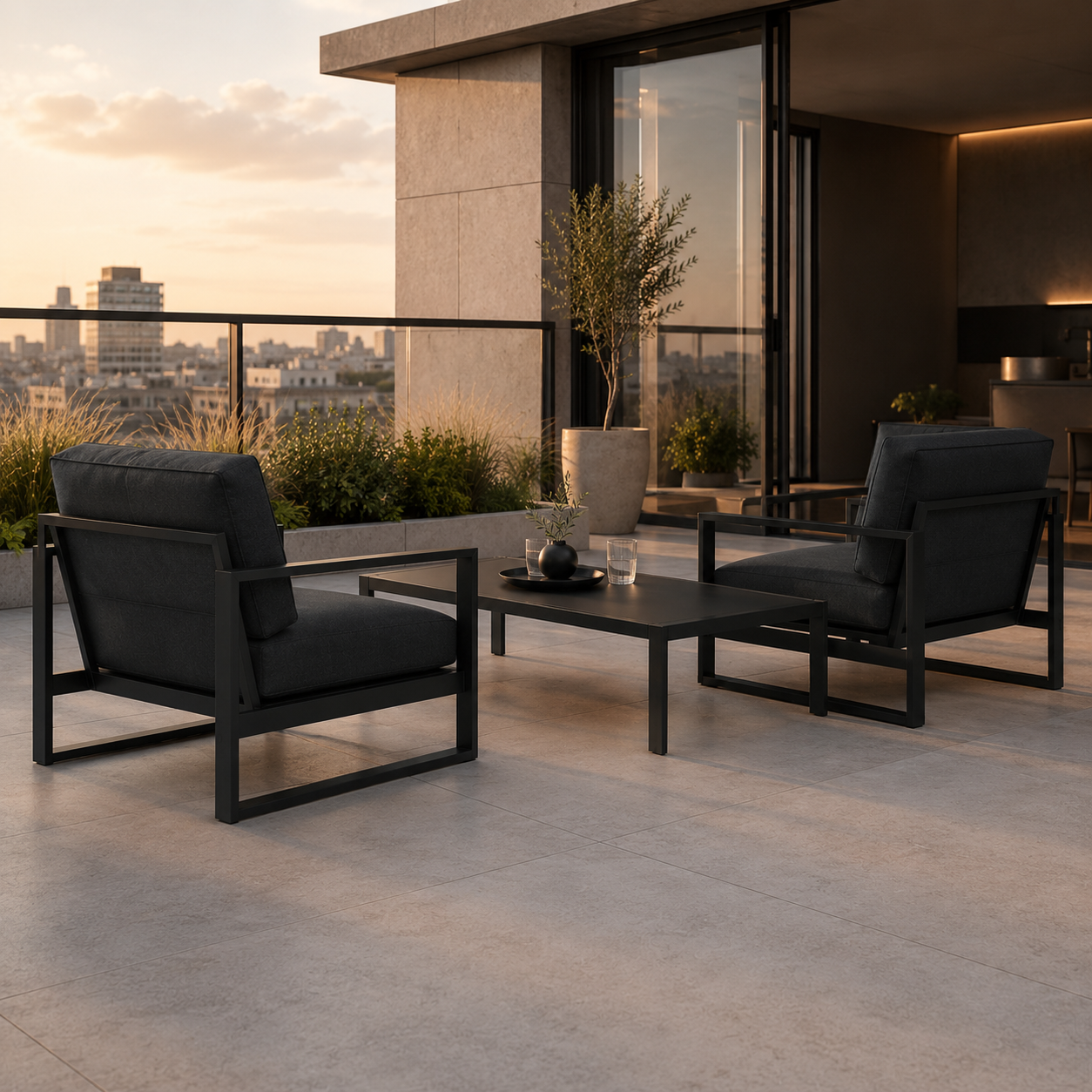 LINEA Balkon Lounge Set – kompaktes Outdoor Lounge Set für 2 Personen – Bild 3