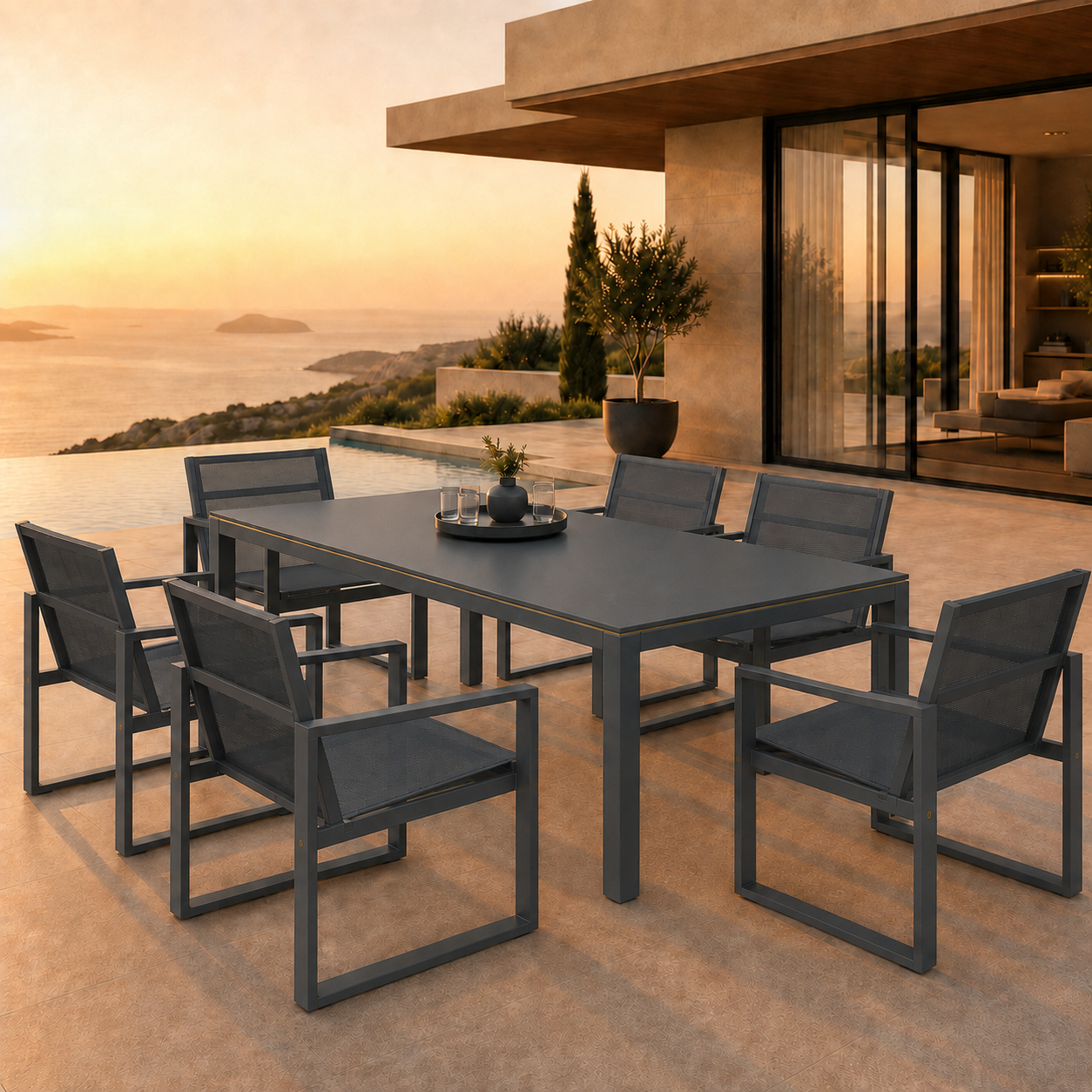 SIGNATURE Dining Lounge Set – luxuriöse Outdoor Essgruppe für 6 Personen – Bild 4